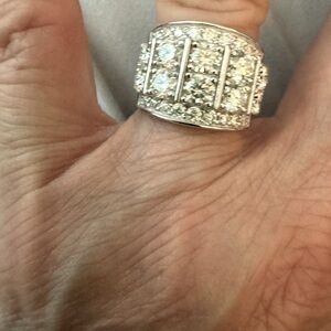 Moissanite 3.5 ct D color VVS1 wide band ring size 7 with authenticity papers